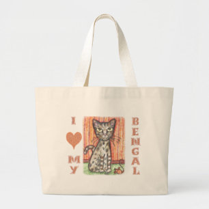 Bolsa Tote Grande Amante do gato de Bengal