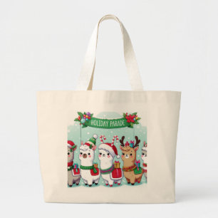 Bolsa Tote Grande Amantes do Natal Llama