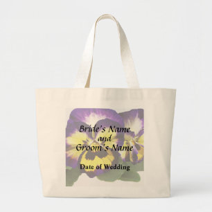 Bolsa Tote Grande Amarelo Roxo e Branco Pensamentos