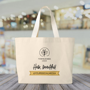 Bolsa Tote Grande Amarelo Suave & Branco Olá Belo Marketing