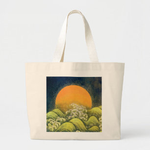 Bolsa Tote Grande AMATERASU, DEUSA do SOL, preto do verde amarelo