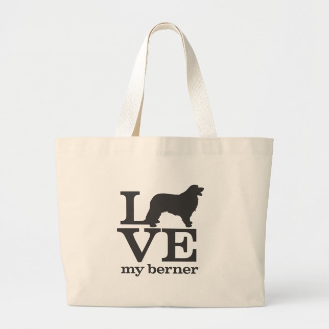 Bolsa Tote Grande Ame meu cão de montanha de Bernese (Frente)