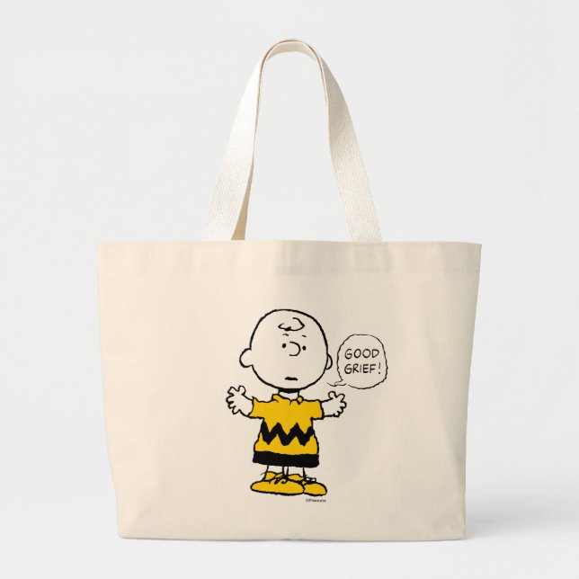 Bolsa Tote Grande Amendoins | Bom luto Charlie Brown (Frente)