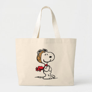 Bolsa Tote Grande Amendoins Snoopy O Áce Voador