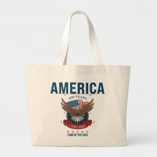 Bolsa Tote Grande América 250 Anos Águia de Aniversário Patriótico