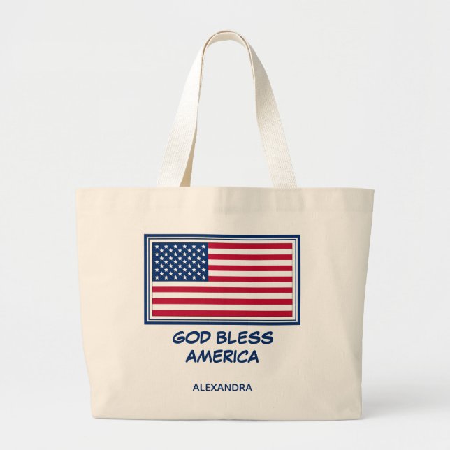 Bolsa Tote Grande AMÉRICA deus abençoe | Patriótico americano (Frente)