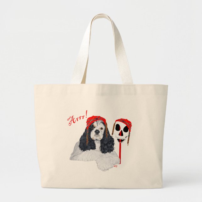 Bolsa Tote Grande American Cocker Spaniel Pirata (Frente)