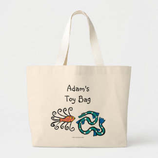 Bolsa Tote Grande Amigos ilustrados coloridos dos peixes