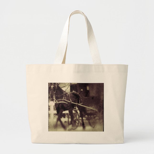 Bolsa Tote Grande Amish Horse E Buggy (Frente)