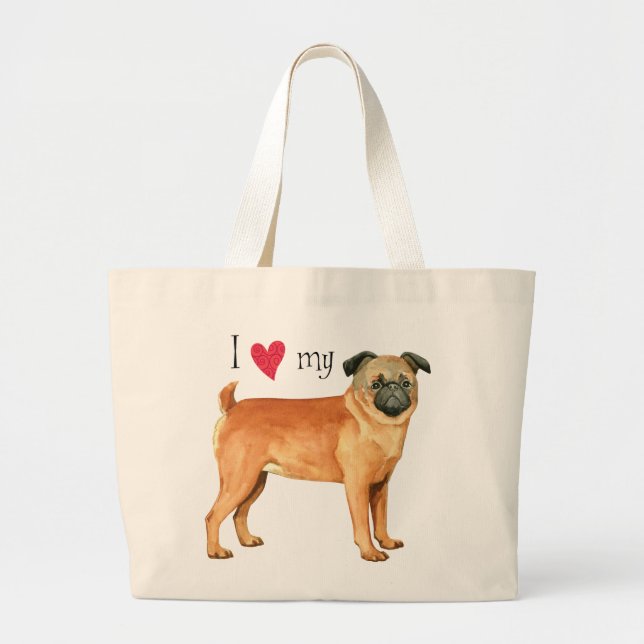 Bolsa Tote Grande Amo o meu Petit Brabancon (Frente)