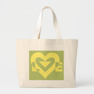 Bolsa Tote Grande Amor Amarelo em Sage Green