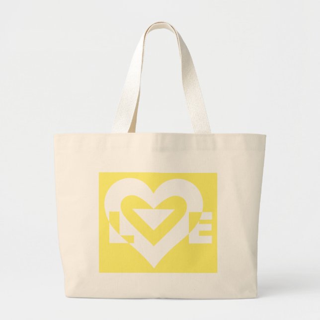 Bolsa Tote Grande Amor Branco em Amarelo (Frente)