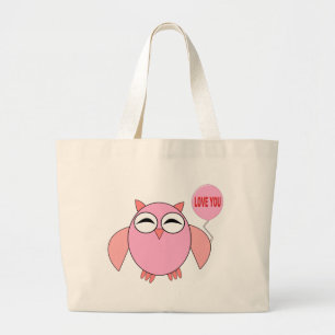 Bolsa Tote Grande Amor cor-de-rosa bonito você sacola da coruja