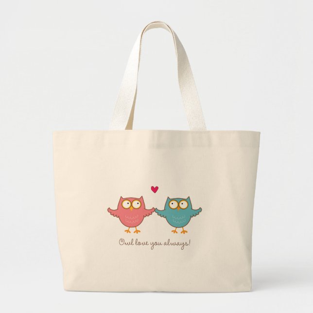 Bolsa Tote Grande amor da coruja você (Frente)