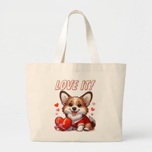 Bolsa Tote Grande Amor de Corgi Fofo