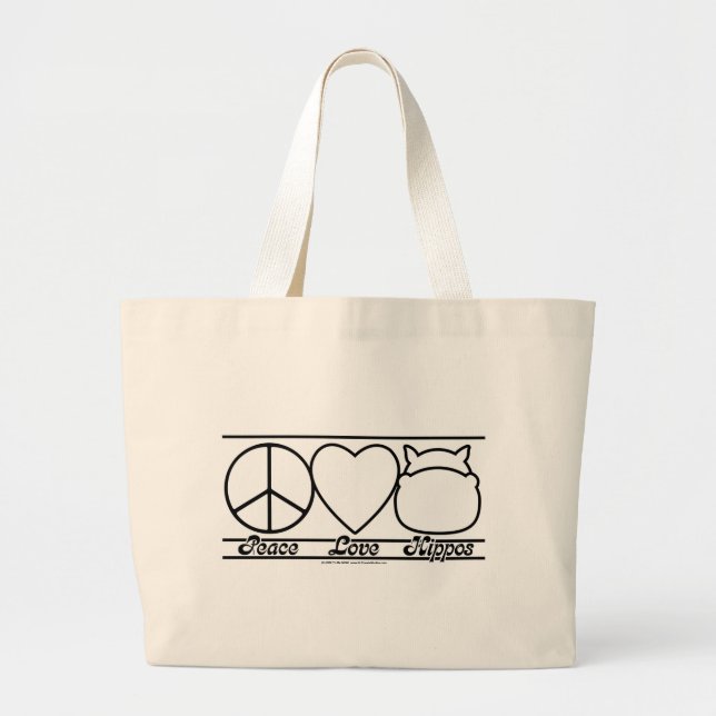Bolsa Tote Grande Amor e hipopótamos da paz (Frente)