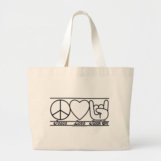 Bolsa Tote Grande Amor e RockOn da paz (Frente)