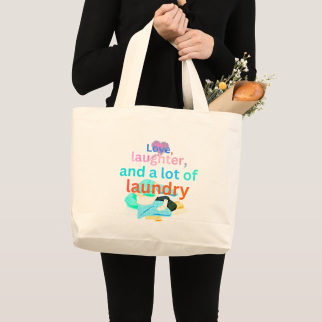 Bolsa Tote Grande Amor, riso e muita roupa suja (Frente (produto))