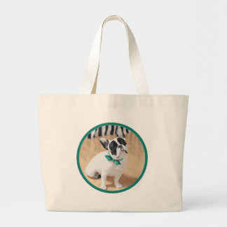 Bolsa Tote Grande Amores violetas você! Arte do buldogue francês