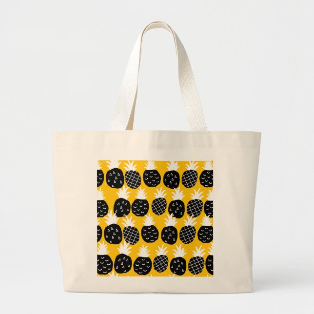 Bolsa Tote Grande Ananás preto (Frente)