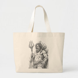 Bolsa Tote Grande Ancient Greek Poseidon Stone Statue Graphic