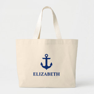 Bolsa Tote Grande Âncora de nome náutico