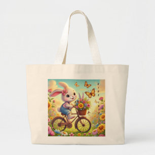 Bolsa Tote Grande Andar à Alegria - Bicicleta Coelhinha