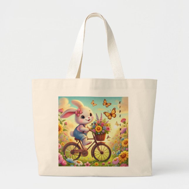 Bolsa Tote Grande Andar à Alegria - Bicicleta Coelhinha (Frente)