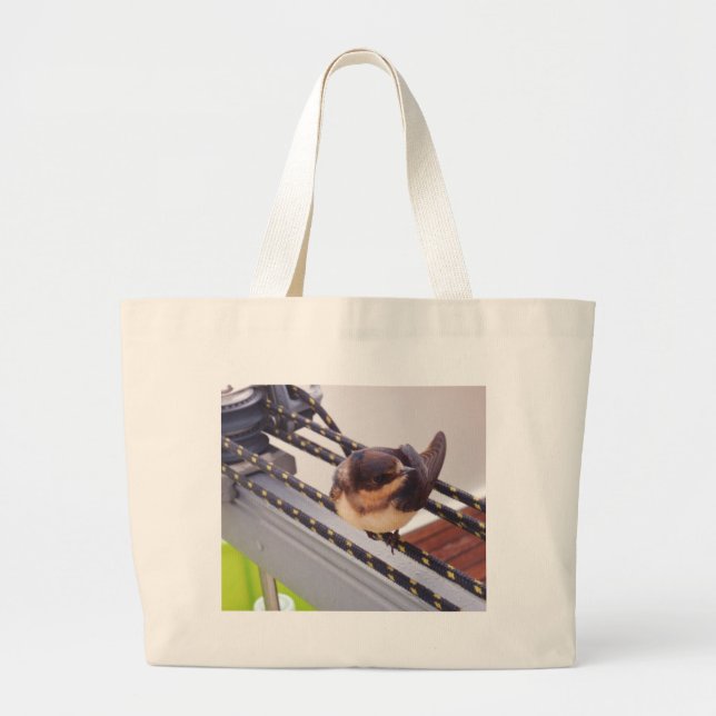 Bolsa Tote Grande Andorinha-do-mar Migrando de Iate (Frente)
