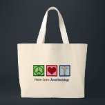 Bolsa Tote Grande Anestesiologia do Amor pela Paz<br><div class="desc">Um presente de Natal bonito para anestesistas,  com um sinal de paz,  coração e o símbolo médico caduceus. Anestesiologia Do Amor Pela Paz.</div>