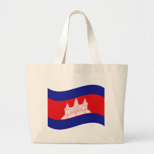 Bolsa Tote Grande Angkor Wat Cambojano Flag Wave