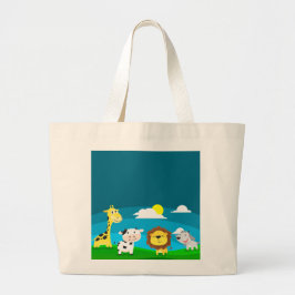 Bolsa Tote Grande Animais de desenho animado