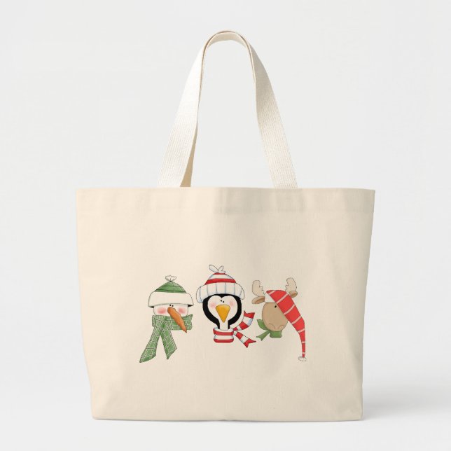 Bolsa Tote Grande Animais do trio do Natal (Frente)