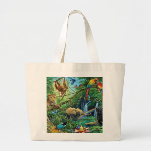 Bolsa Tote Grande Animais que vivem juntos travesseiros decorativos