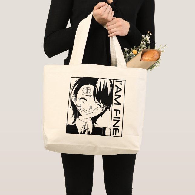 Bolsa Tote Grande Anime Bonito: "Estou BEM" (Frente (produto))