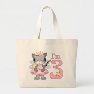 Bolsa Tote Grande Aniversário de 3 anos Gatinho princesa