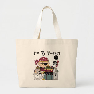 Bolsa Tote Grande aniversário de 3 anos Pirate Camisetas e presentes