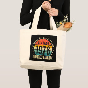 Bolsa Tote Grande Aniversário de 50 anos Vintage 1976 Nascido Em 197