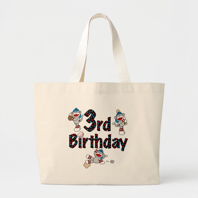 Bolsa Tote Grande Aniversário do Macaco-Meia-Beisebol (Frente)