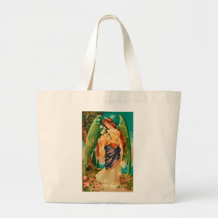 Bolsa Tote Grande Anjo segurando um galho floral