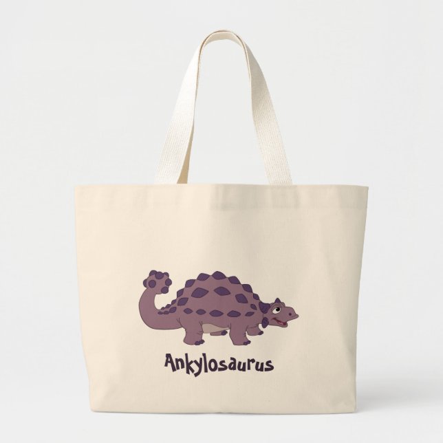 Bolsa Tote Grande Ankylosaurus dos desenhos animados (Frente)