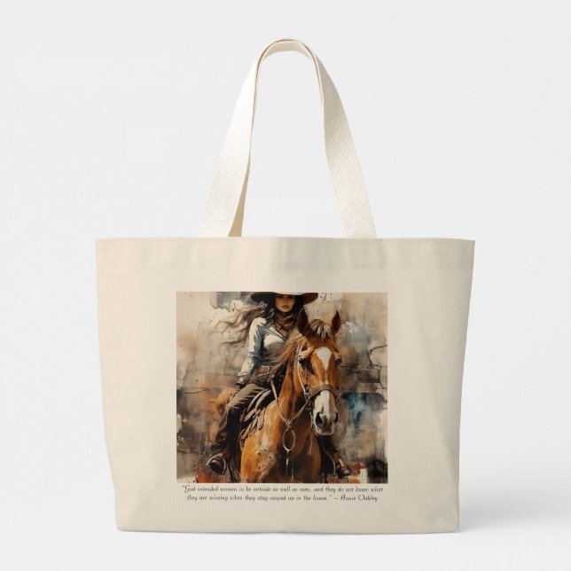 Bolsa Tote Grande Annie Oakley: Folhas de Rastreio (Verso)