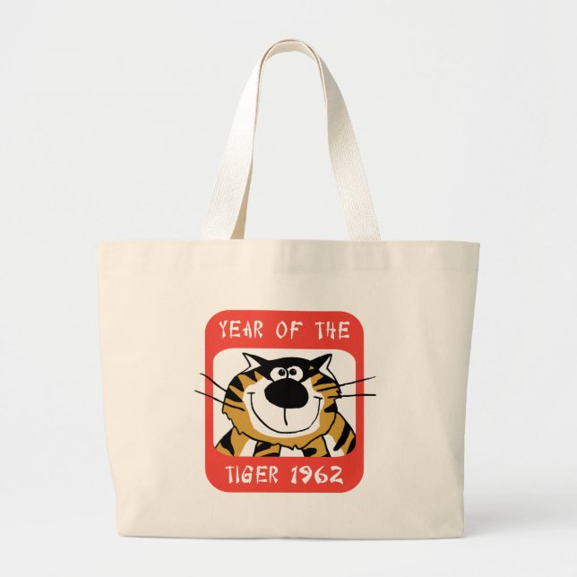 Bolsa Tote Grande Ano chinês do presente 1962 do tigre (Frente)
