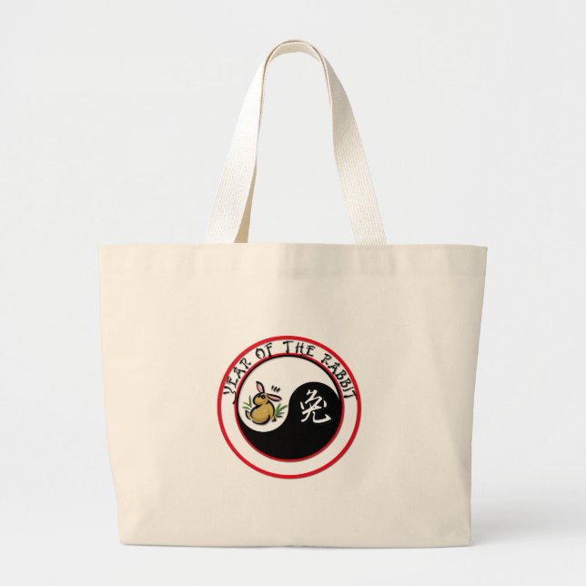 Bolsa Tote Grande Ano do Coelho - yinyang (Frente)