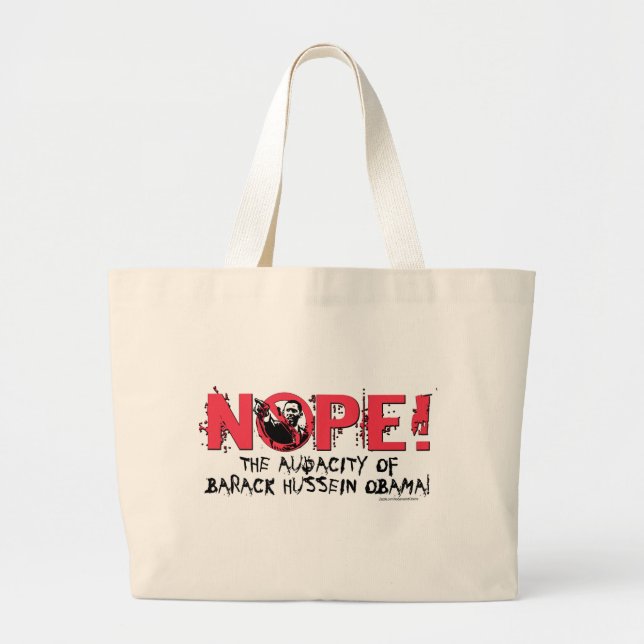 Bolsa Tote Grande Anti Obama engrenagem '08 de Nope (Frente)