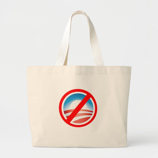 Bolsa Tote Grande Anti Obama T camisas de NOBAMA, canecas, Hoodies (Frente)