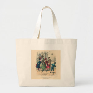 Bolsa Tote Grande Antigo Jogo de Bola de Crianças Vitorianas de 1880