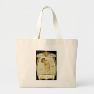 Bolsa Tote Grande Anúncio francês do creme do vintage - sacola