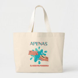 Bolsa Tote Grande "Apenas água pro porco" citação de porco