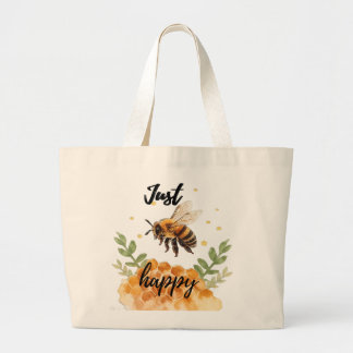 Bolsa Tote Grande Apenas Bee Happy - Aquarela